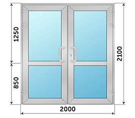 Двухстворчатая дверь остекленная ALUMARK 2000x2100