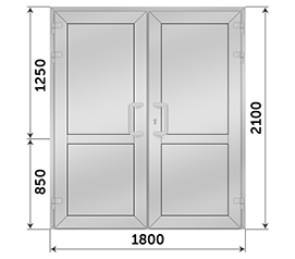 Двухстворчатая дверь глухая ALUMARK 1800x2100