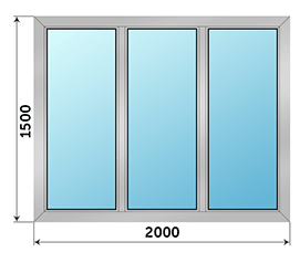 Трехстворчатое окно ALUMARK 2000x1500