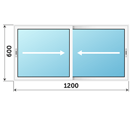 Двухстворчатое окно ALUMARK 1200x600