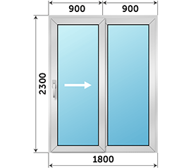 Полуторная дверь остекленная ALUMARK 1800x2300