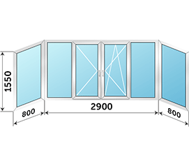 Теплое балконное окно Rehau 4500x1550