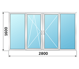 Теплое окно на балкон Rehau 2800x1600