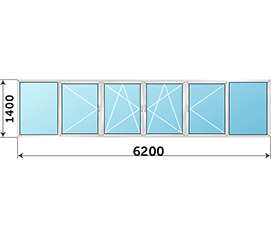 Теплое балконное окно KBE 6200x1400