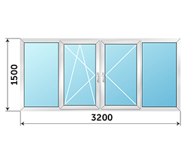 Теплое окно на балкон KBE 3200x1500