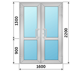 Двухстворчатая дверь остекленная SCHÜCO 1600x2200
