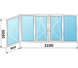 Теплое балконное окно Veka 4000x1600