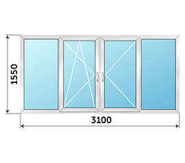 Теплое окно на балкон Rehau 3100x1550